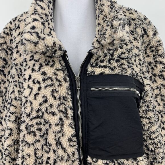 KanCan Jacket Womens L Large Multi Sherpa Fleece Animal Print Pockets Full Zip - Picture 3 of 12